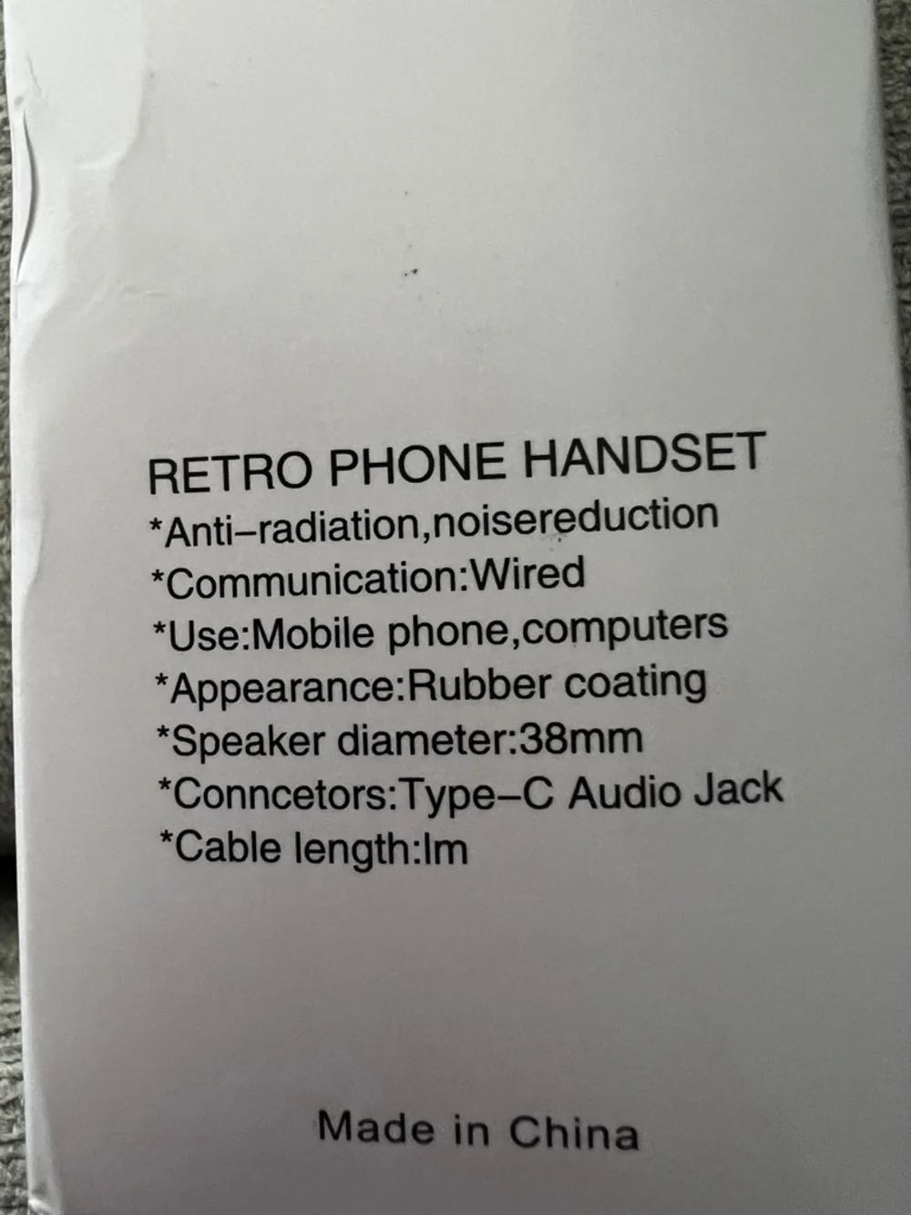 Retro Bluetooth-Style Black Handset with USB-C Cable - Classic Phone Receiver